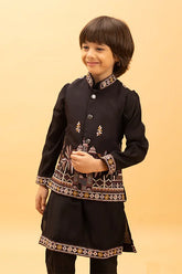 Black Koti Kurta for Kids